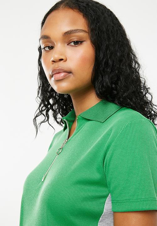 Superbalist - Rib tee dress with zip detail - green