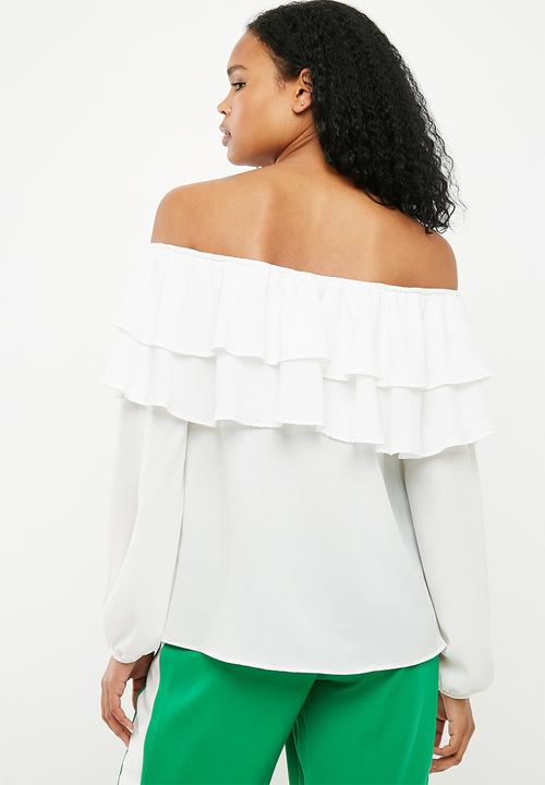 Superbalist - Frilled off the shoulder blouse - white