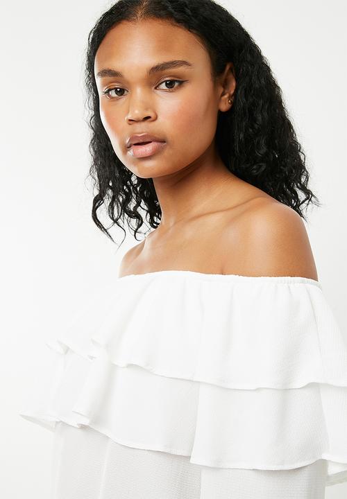 Superbalist - Frilled off the shoulder blouse - white