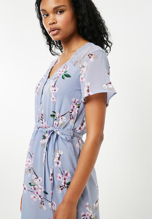 New Look - Anna floral lace midi dress - blue 