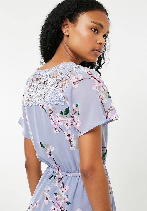 New Look - Anna floral lace midi dress - blue 