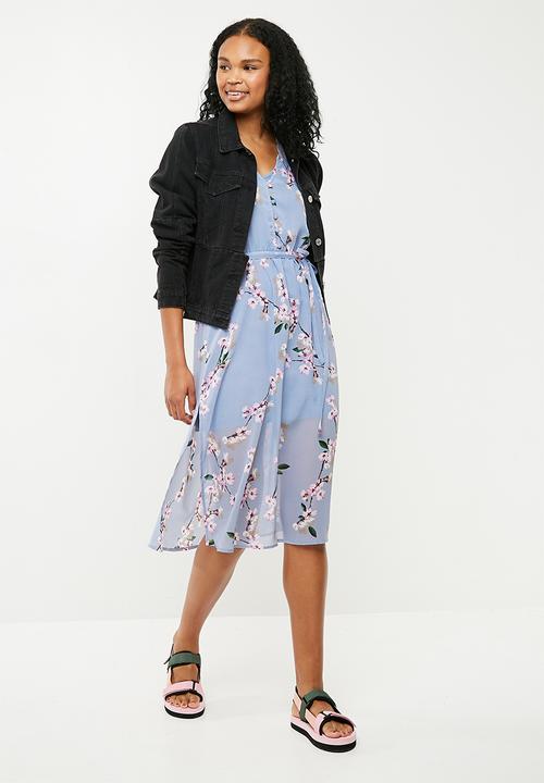 New Look - Anna floral lace midi dress - blue 