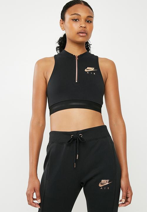 nike black and gold crop top