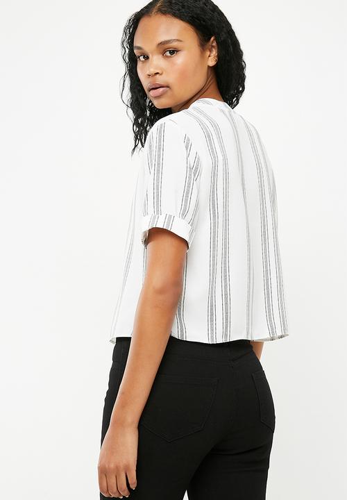 New Look - Peggy button detail boxy blouse - white 
