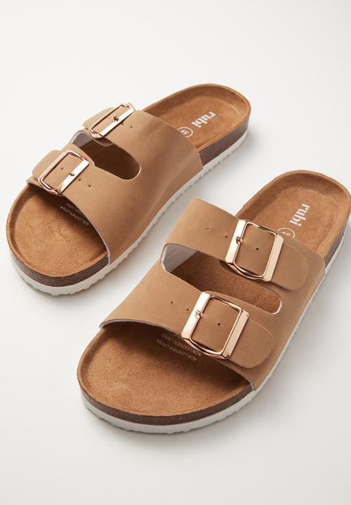 Cotton On - Rex double buckle slide - camel pu