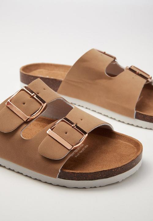 Cotton On - Rex double buckle slide - camel pu