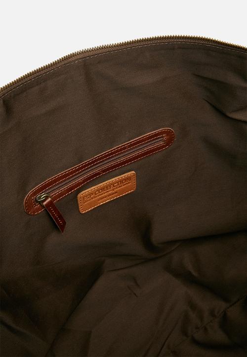 FSP Collection - Saddle travel leather bag with strap - brown
