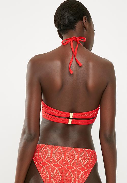 New Look - Crochet plunge - red 