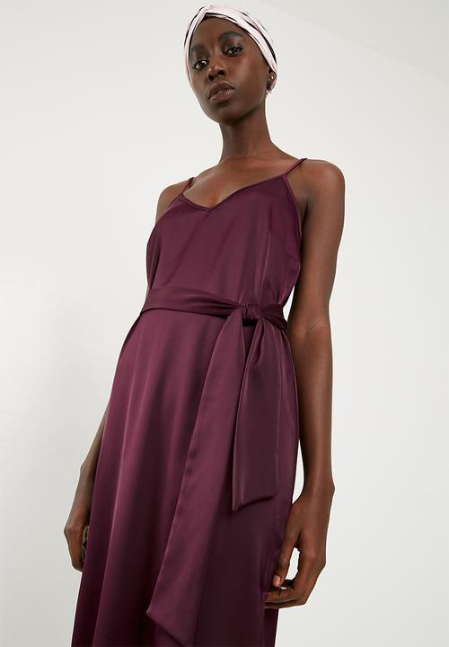 Superbalist - Tie column slip dress- burgundy