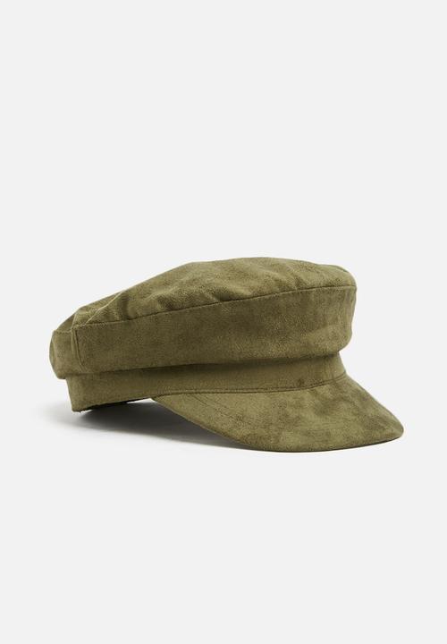 khaki faux suede cap