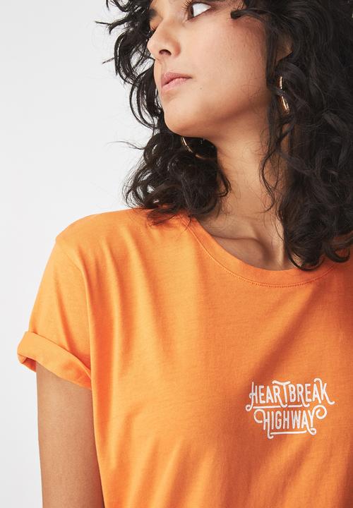 Cotton On - Tbar fox summer graphic T-shirt - oranege