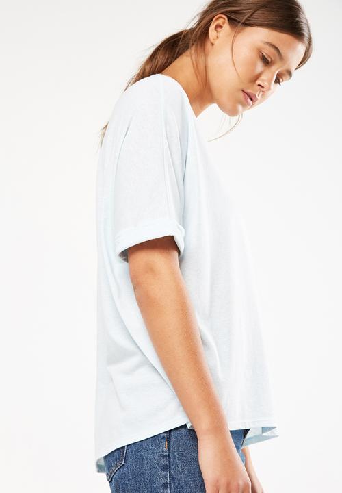 Cotton On - Shilah summer oversized roll sleeve tee - soft blue