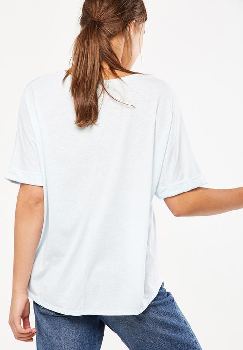 Cotton On - Shilah summer oversized roll sleeve tee - soft blue