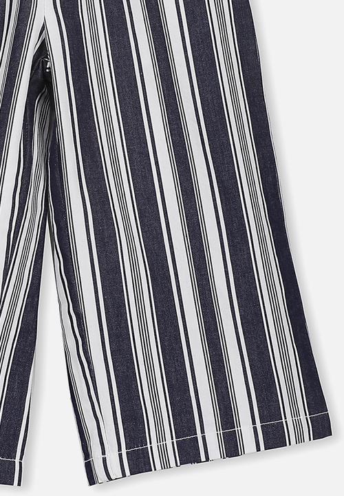 Cotton On - Isla wide leg crop pant - navy & white 