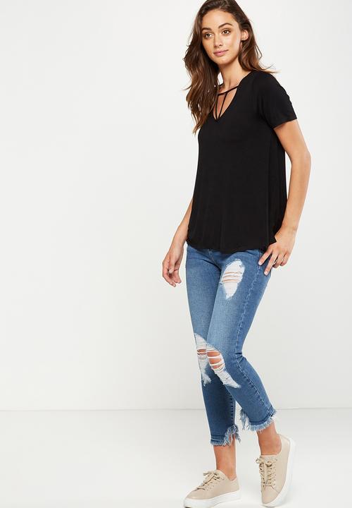 Cotton On - Amy summer short sleeve top - black