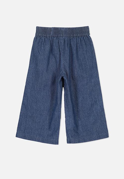 Cotton On - Isla wide leg crop pants - blue 
