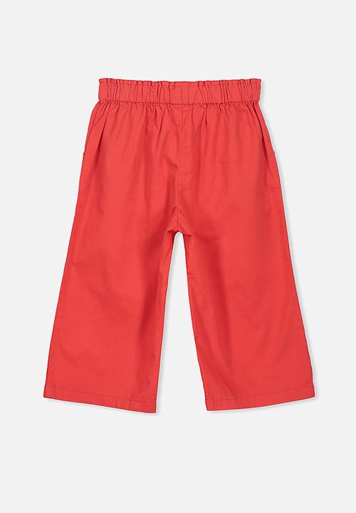Cotton On - Isla wide leg crop pants - red 