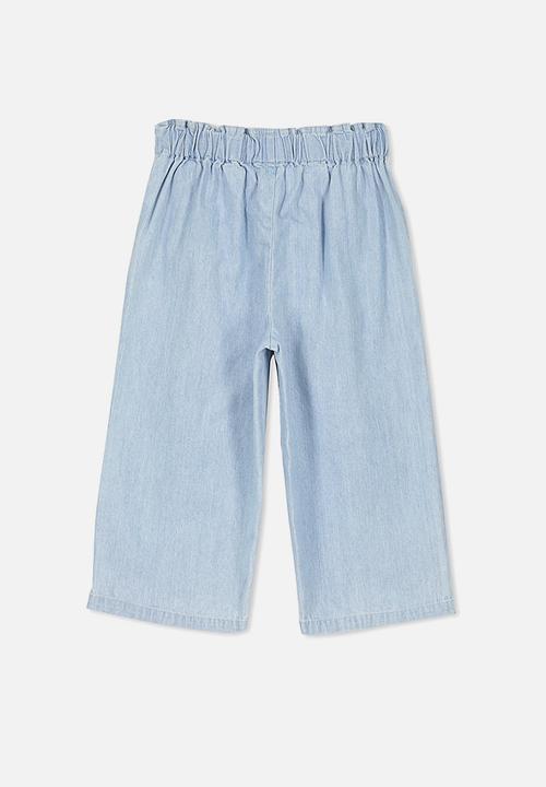 Cotton On - Isla wide leg crop pant - blue 