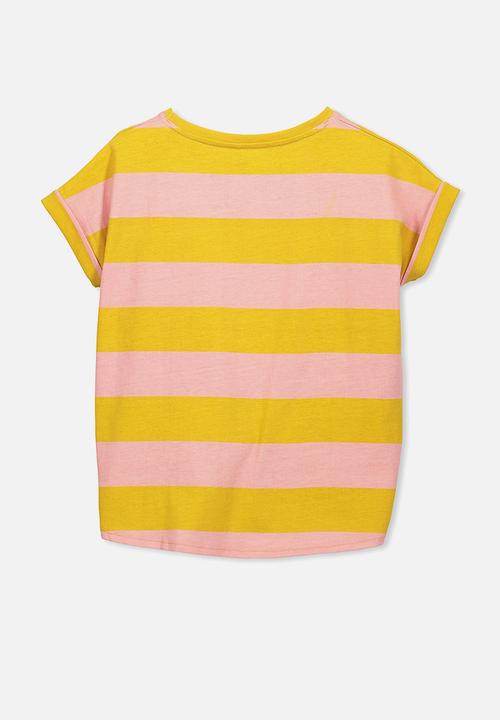 Cotton On - Chloe short sleeve top - yellow & pink 