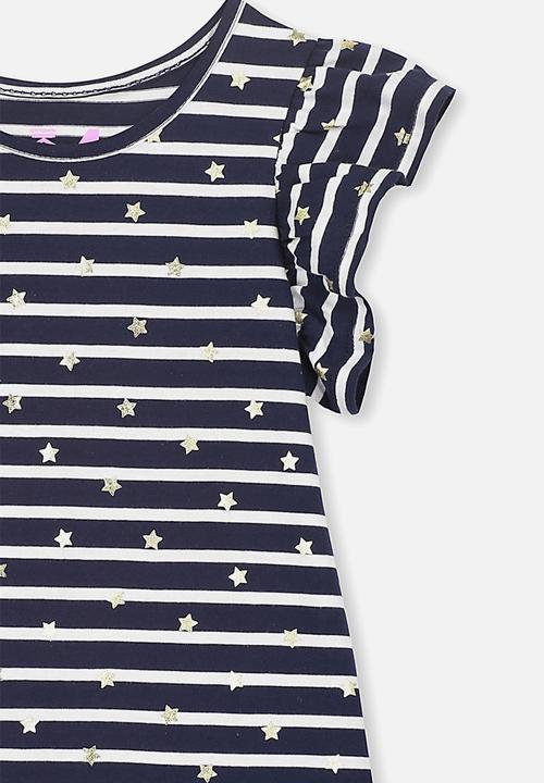 Cotton On - Ella short sleeve dress - navy & white 