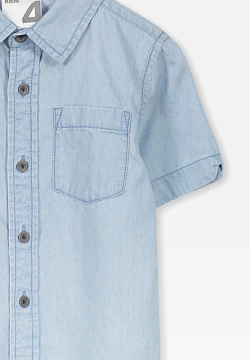 Cotton On - Jackson short sleeve shirt - blue