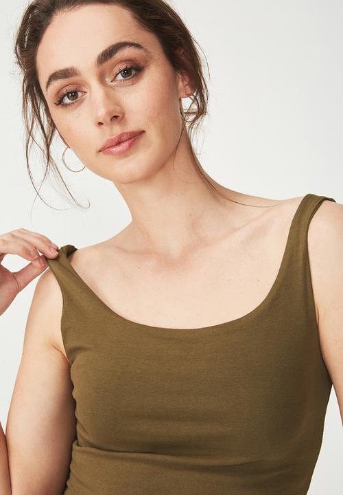 Cotton On - Everyday summer crop tank - khaki