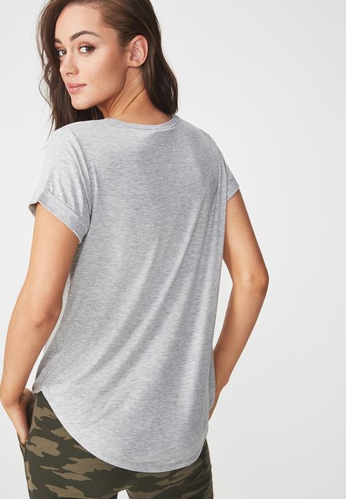 Cotton On - Karly summer short sleeve v-neck top - grey 