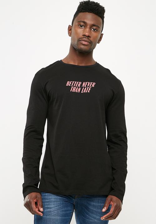 basicthread - Printed crew neck tee - black 