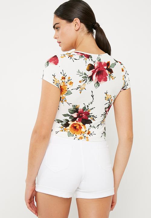 Superbalist - Fitted mock wrap front tee - multi
