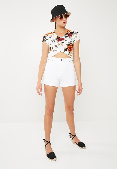 Superbalist - Fitted mock wrap front tee - multi