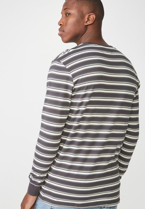 Cotton On - Tbar long sleeve  tee - grey & white 