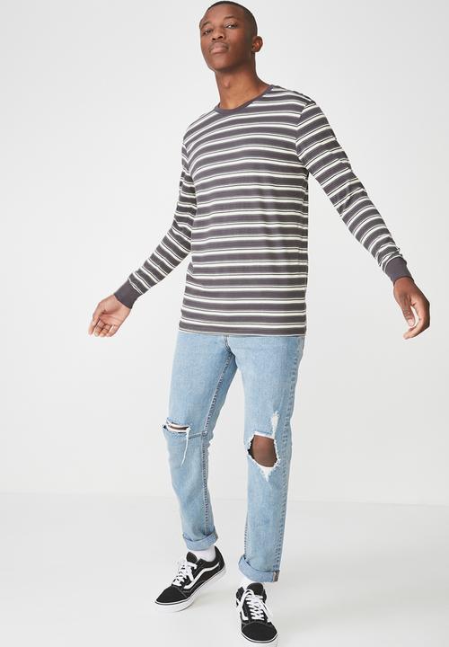 Cotton On - Tbar long sleeve  tee - grey & white 