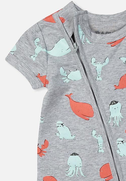 Cotton On - Mini short sleeve zip through - grey