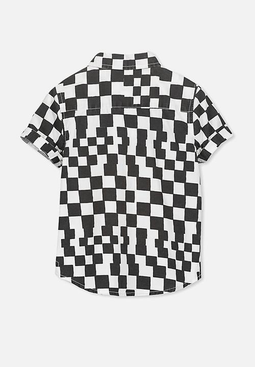 Cotton On - Jackson short sleeve shirt - black & white 