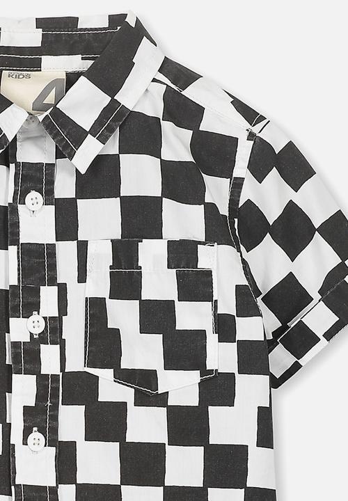 Cotton On - Jackson short sleeve shirt - black & white 
