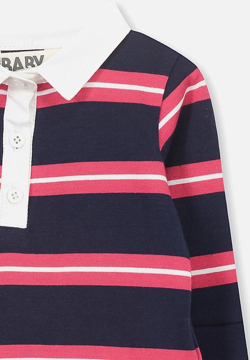 Cotton On - Cohen rugby top - navy & red