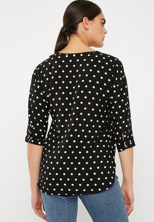 Superbalist - V-neck shirt - black & white 