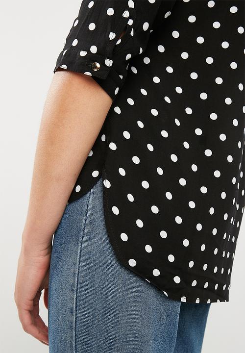 Superbalist - V-neck shirt - black & white 