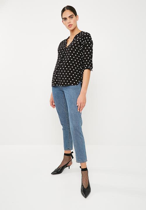 Superbalist - V-neck shirt - black & white 