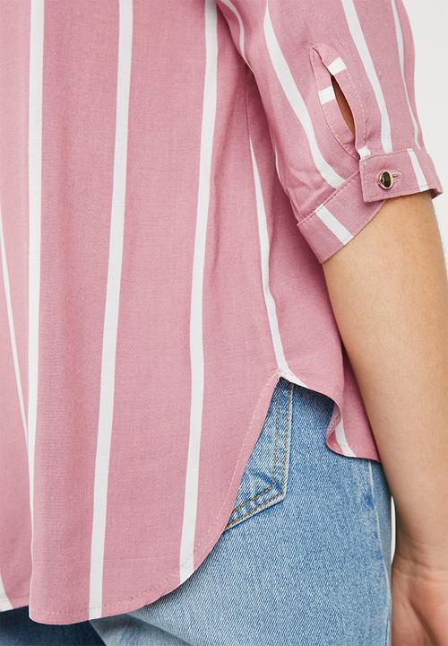 Superbalist - V-neck shirt - pink & white 