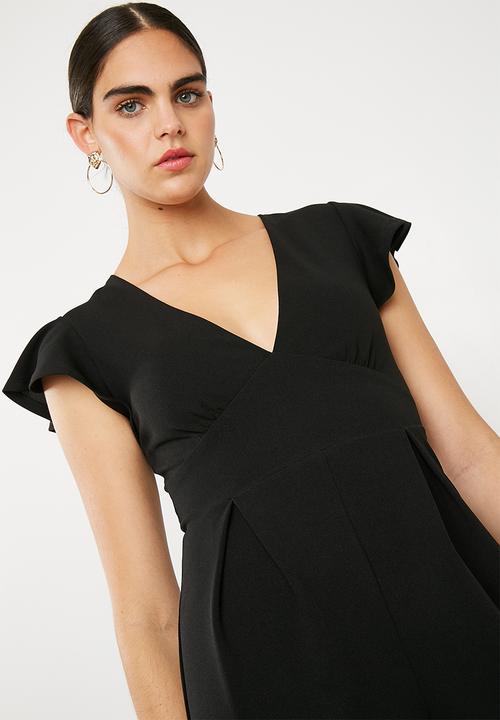 Superbalist - Flutter sleeve formal playsuit - black