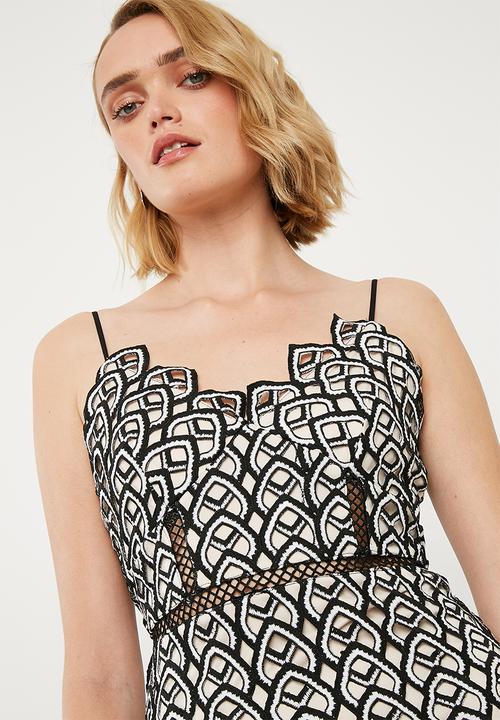 Missguided - Crochet strappy mini dress - black & white