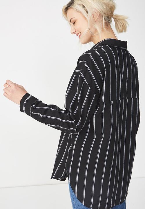 Cotton On - Monique shirt stella stripe - black & white 