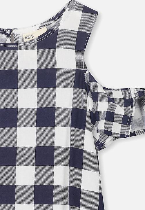 Cotton On - Ruby cold shoulder dress - navy & white