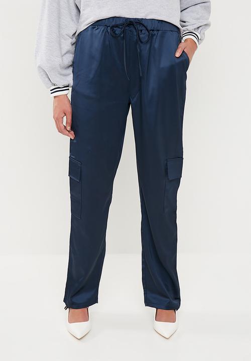Missguided - Satin utility trousers - navy
