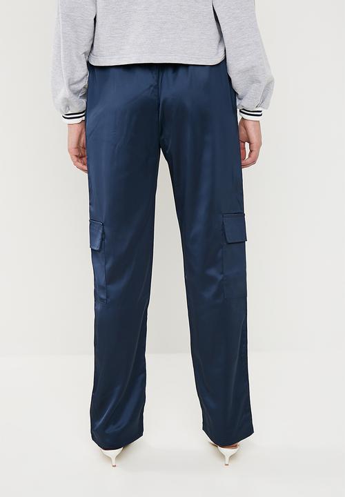 Missguided - Satin utility trousers - navy