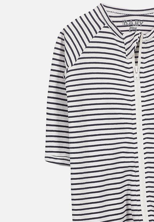Cotton On - Long sleeve zip through romper - cream & navy