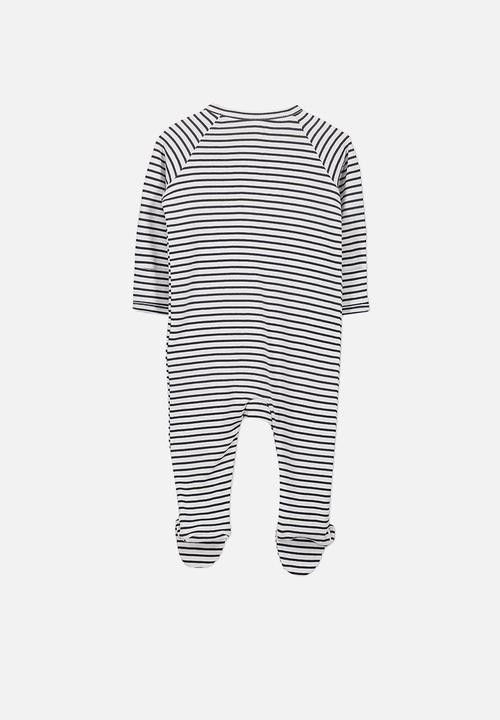 Cotton On - Long sleeve zip through romper - cream & navy