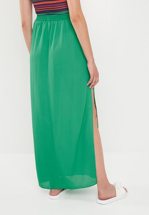 Missguided - Split maxi skirt - green