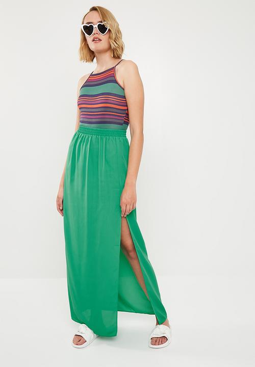 Missguided - Split maxi skirt - green